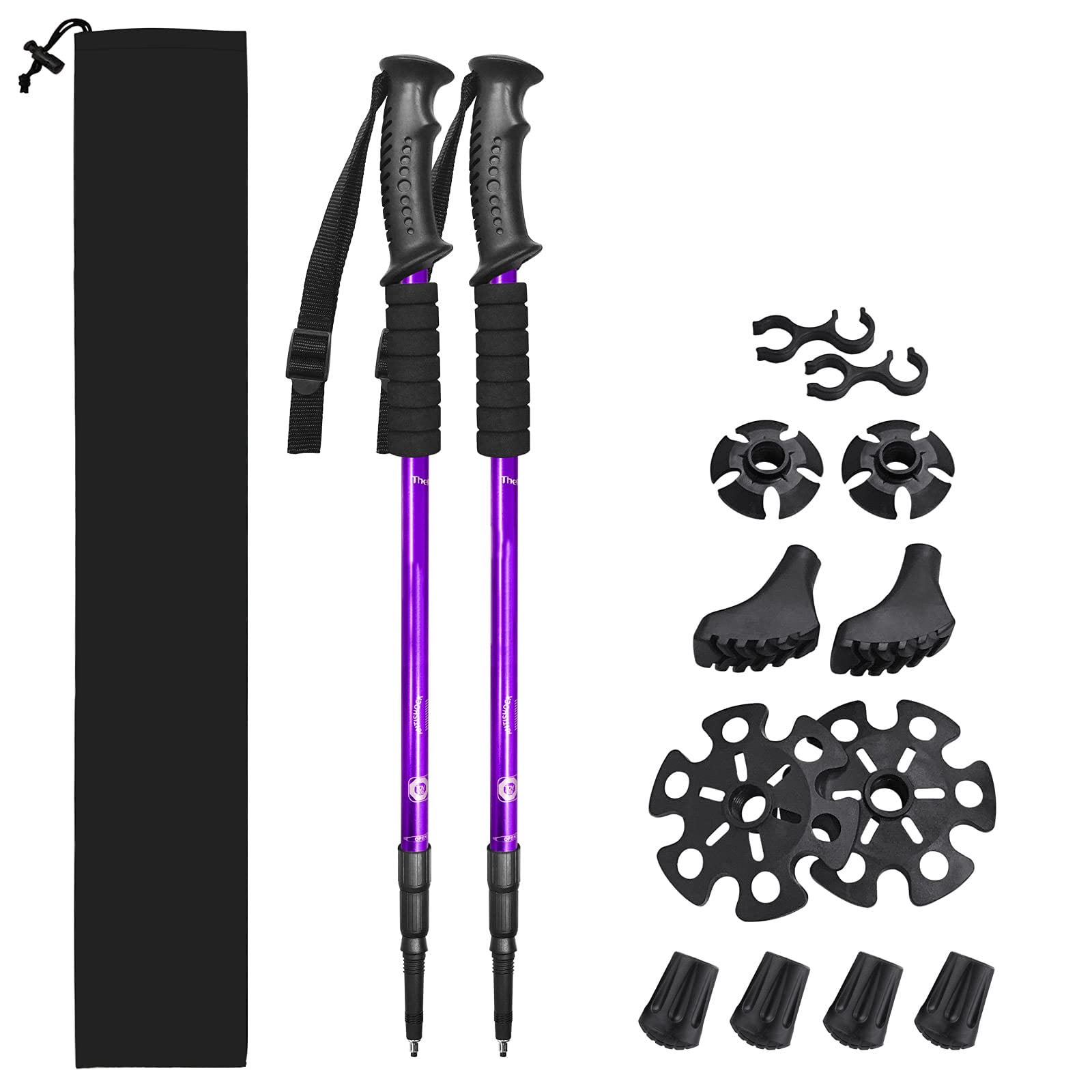 ManYmbyan Nordic Walking Trekking Poles - 2 Sticks with Anti-Shock and Quick Lock System, Telescopic, Collapsible for Hiking, Camping, Mountaineering, Backpacking, Walking, Trekking - Image 2