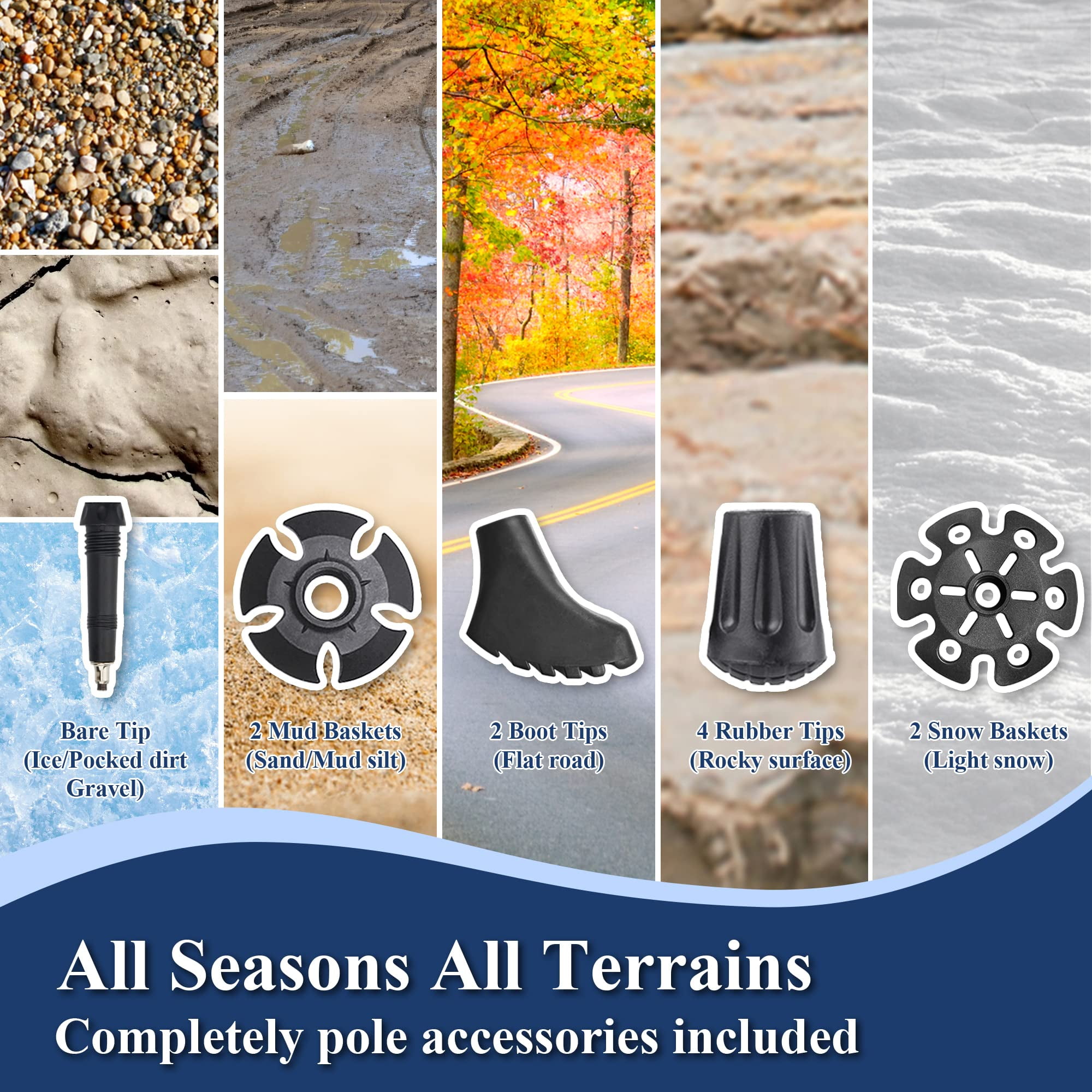 ManYmbyan Nordic Walking Trekking Poles - 2 Sticks with Anti-Shock and Quick Lock System, Telescopic, Collapsible for Hiking, Camping, Mountaineering, Backpacking, Walking, Trekking - Image 6