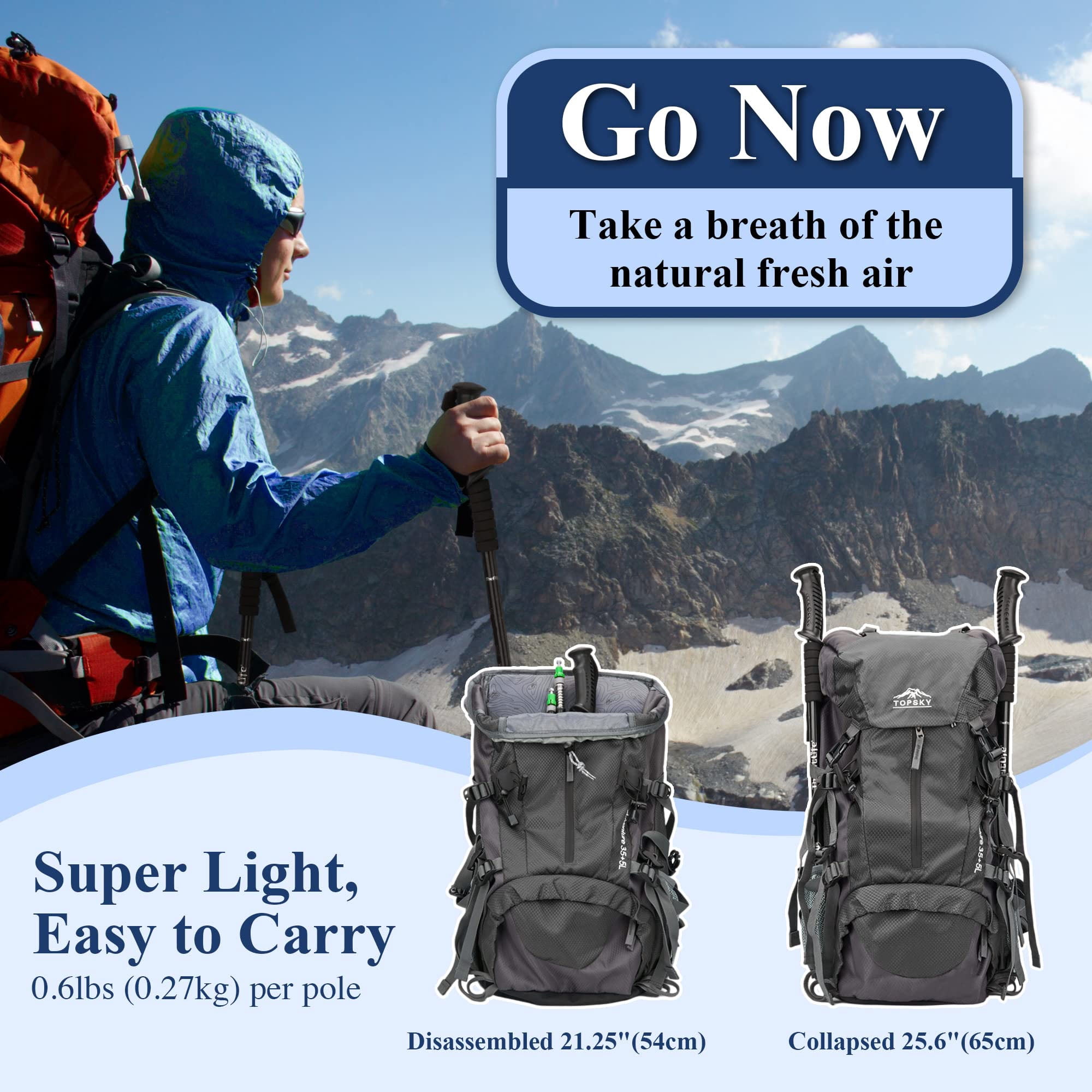 ManYmbyan Nordic Walking Trekking Poles - 2 Sticks with Anti-Shock and Quick Lock System, Telescopic, Collapsible for Hiking, Camping, Mountaineering, Backpacking, Walking, Trekking - Image 7