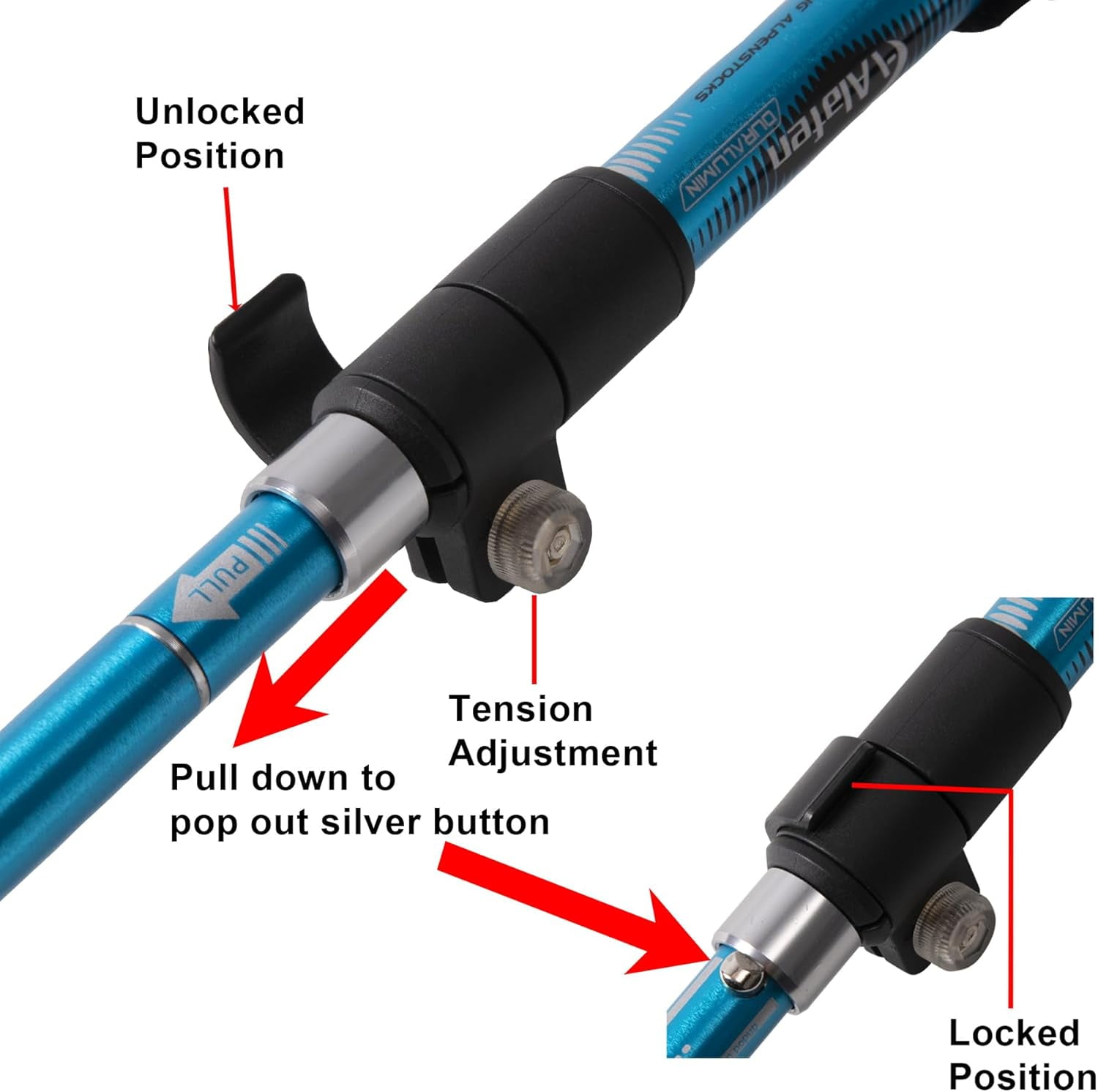 Lightweight Collapsible Trekking Pole - 7075 Aluminum Adjustable Walking Stick for Hiking & Travel, Foldable Quick-Lock Design, Single Adults niors - Image 4