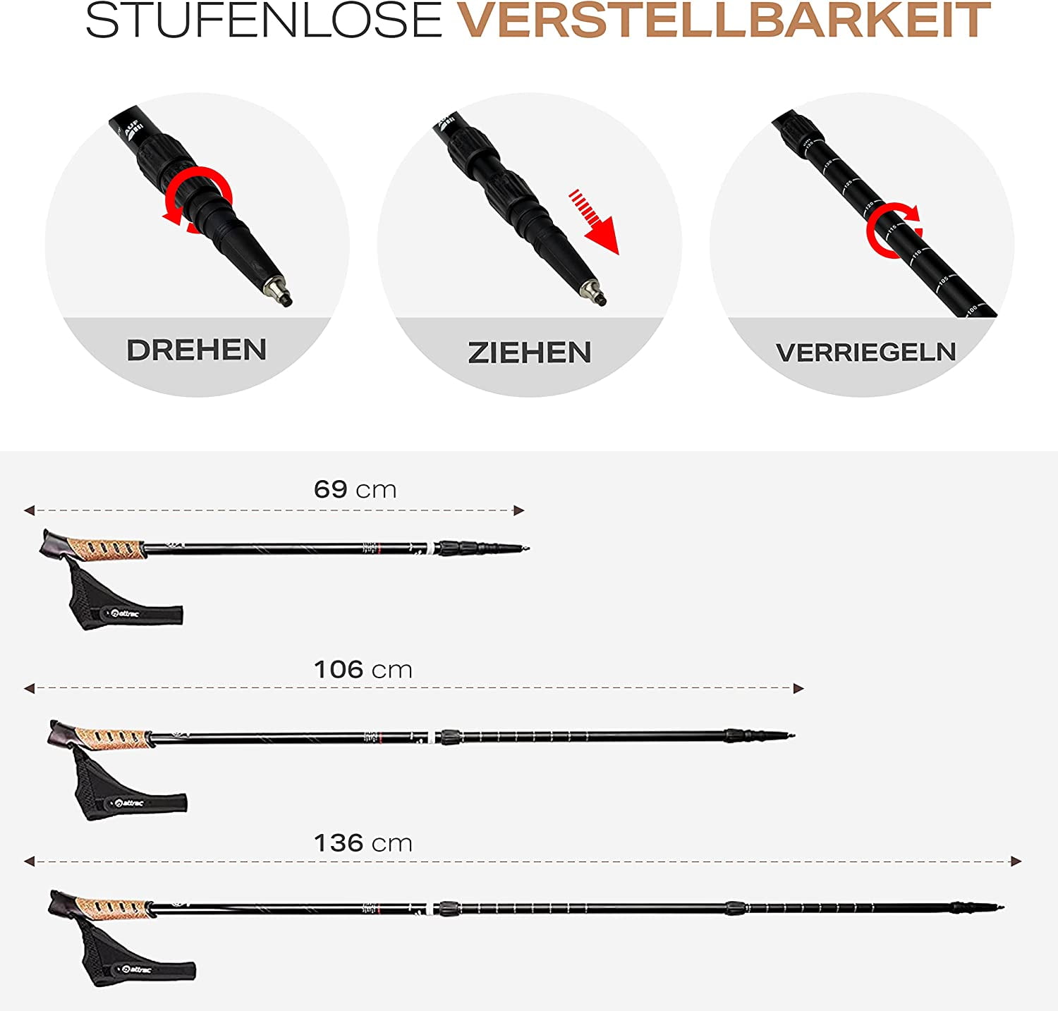 Powrx | Attrac Nordic Walking Sticks for Hiking Poles Aluminium Trekking Poles | 1 - Image 5
